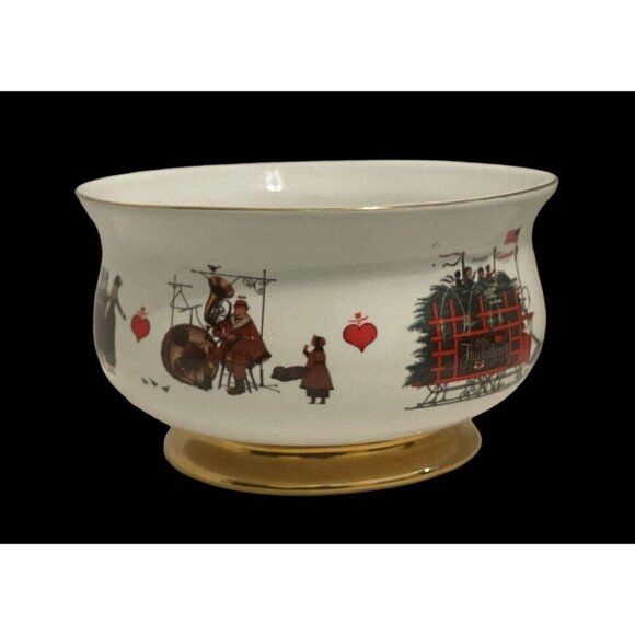 WYSOCKI Christmas Love Bowl 1999-2000 Ceramic Teleflora Bowl Gold Accent Trim - Picture 9 of 16